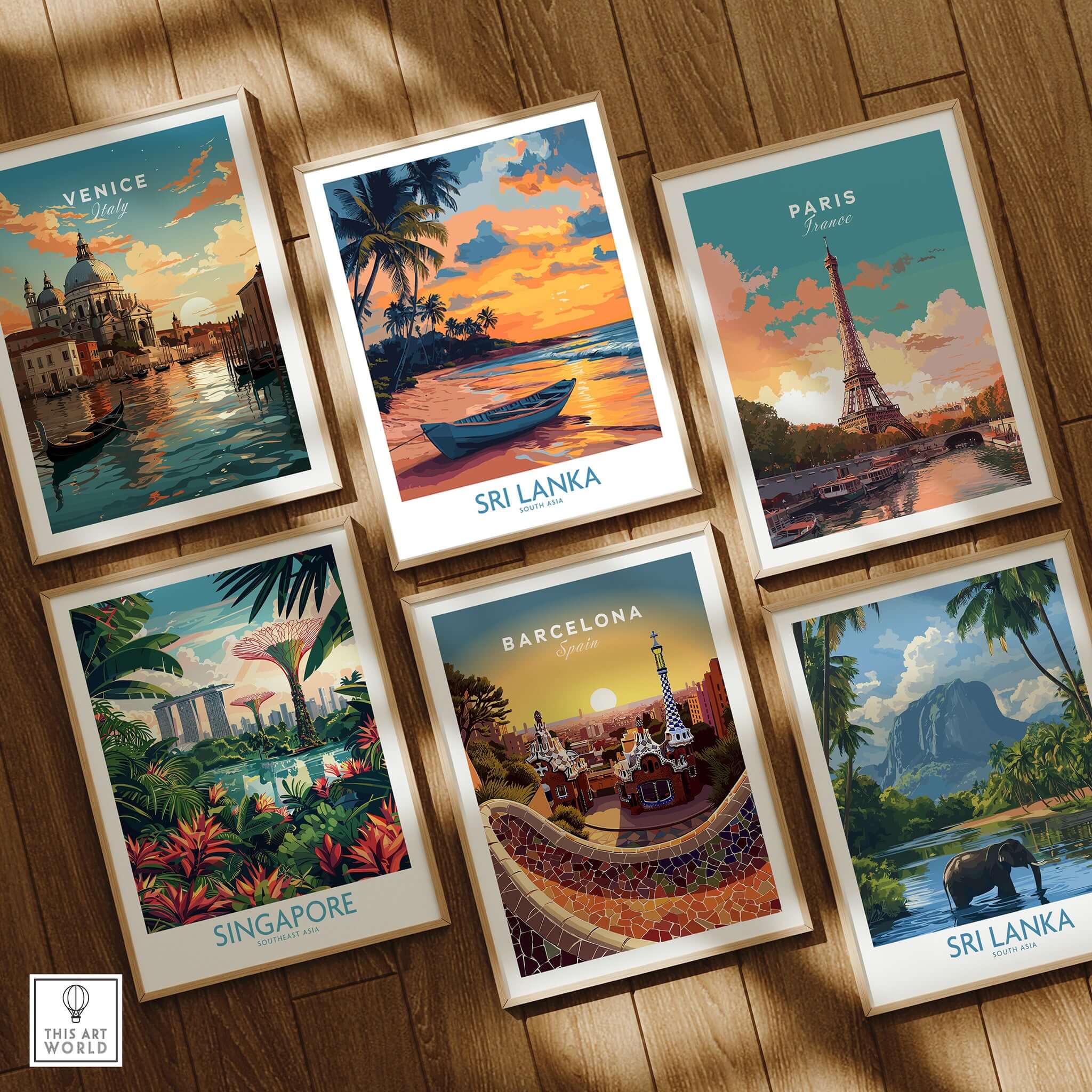 Sri Lanka Boat Print - Island Getaway Wall Art, Tropical Beach Decor displayed among travel art prints.