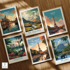 Paris Print featuring the Eiffel Tower, showcasing stunning travel artwork in a framed collage.