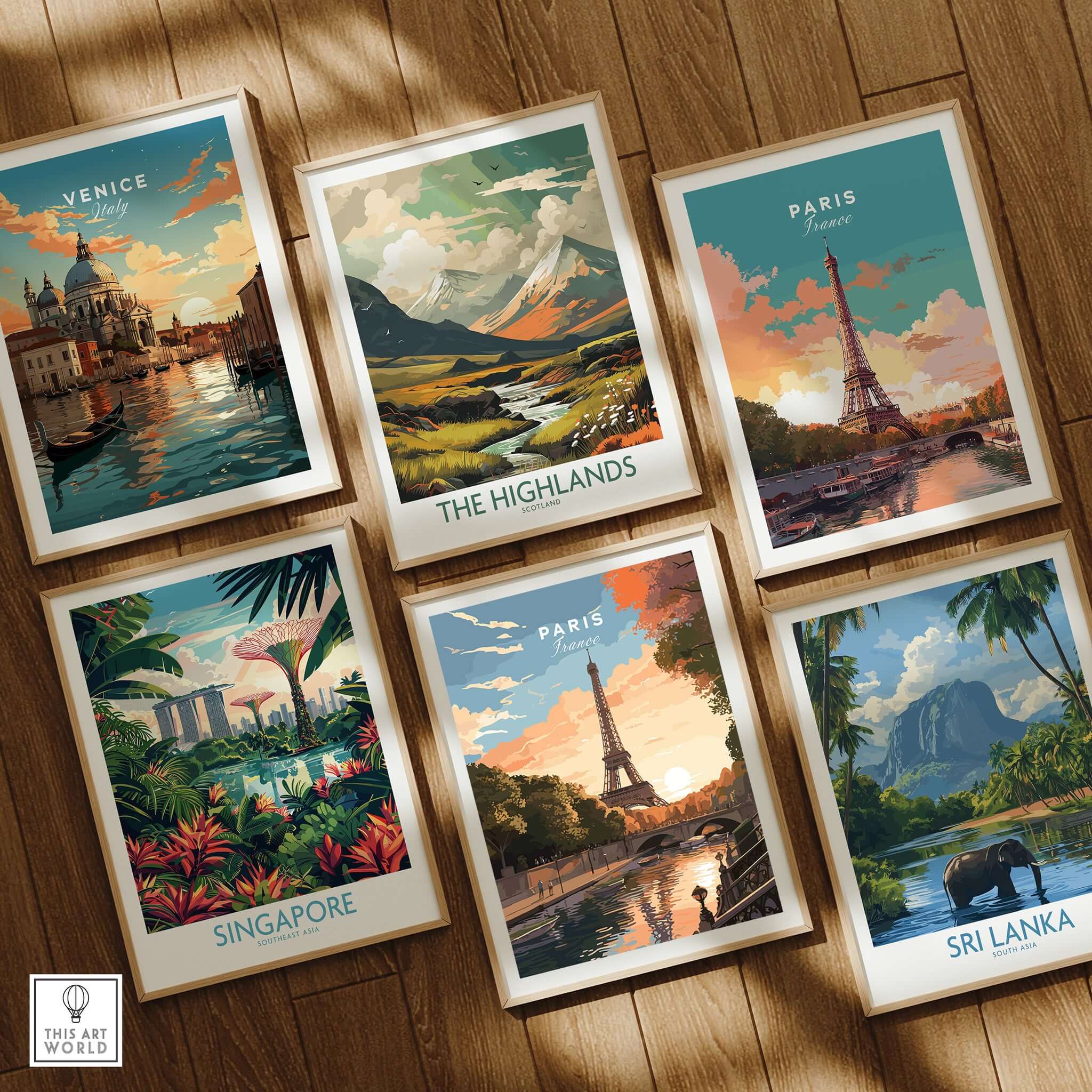 Paris Print featuring the Eiffel Tower, showcasing stunning travel artwork in a framed collage.