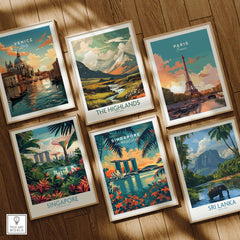 Singapore Wall Art Print - Southeast Asia Travel Poster featuring iconic scenery and vibrant design.