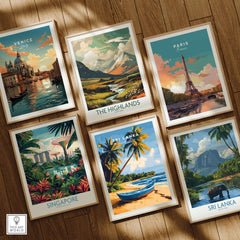 Sri Lanka Beach Scene Art - Tropical Island Print, Palm Tree Wall Decor showcased in a framed art collection.