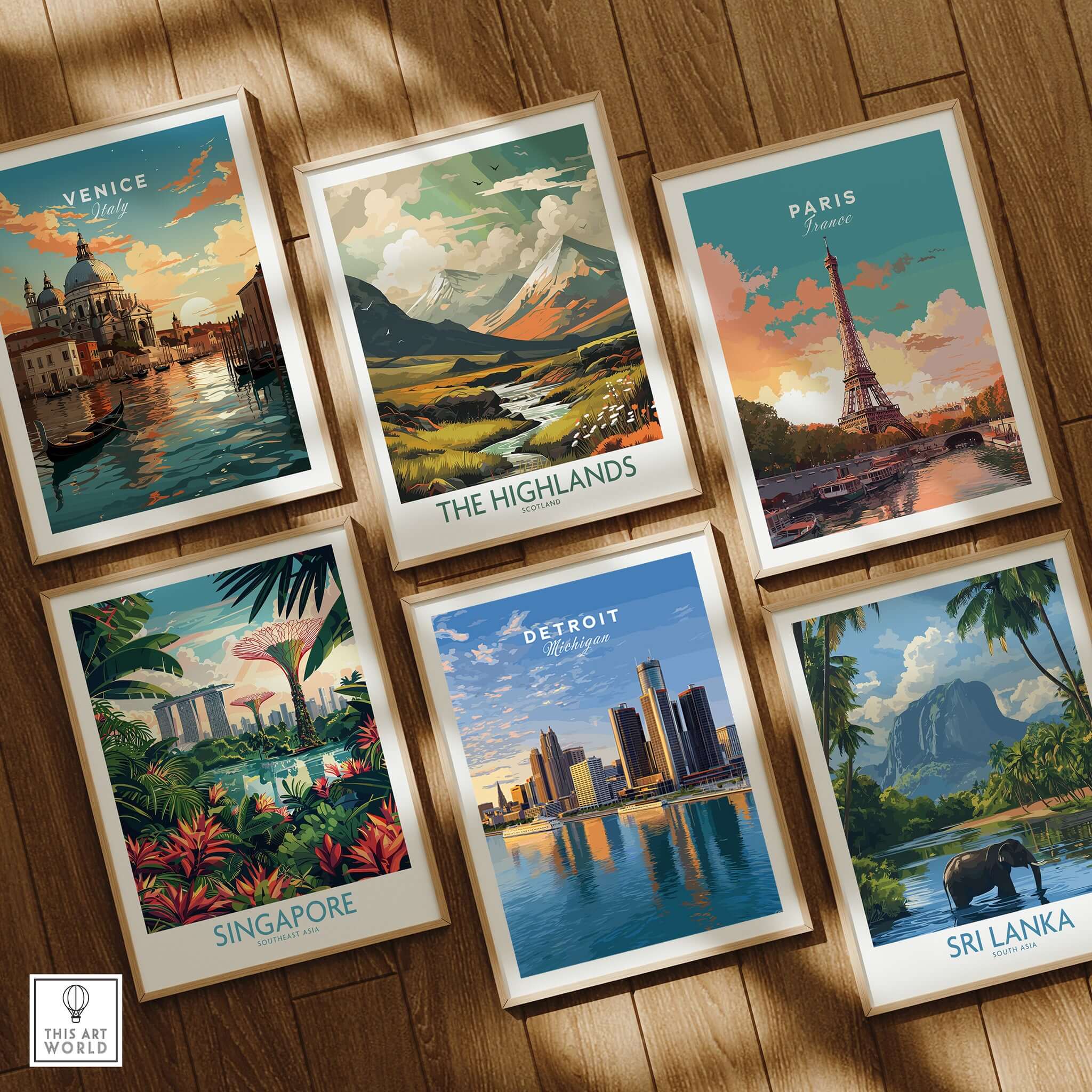 Detroit Riverfront Sunset View Print | Modern US City Wall Decor featuring framed art prints of iconic cities.