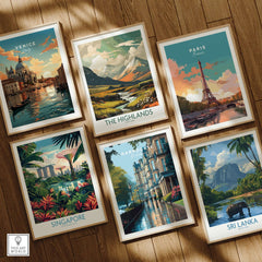 Harrogate Classic British Town Scene Print | English Architecture Wall Art showcased among travel-themed prints.