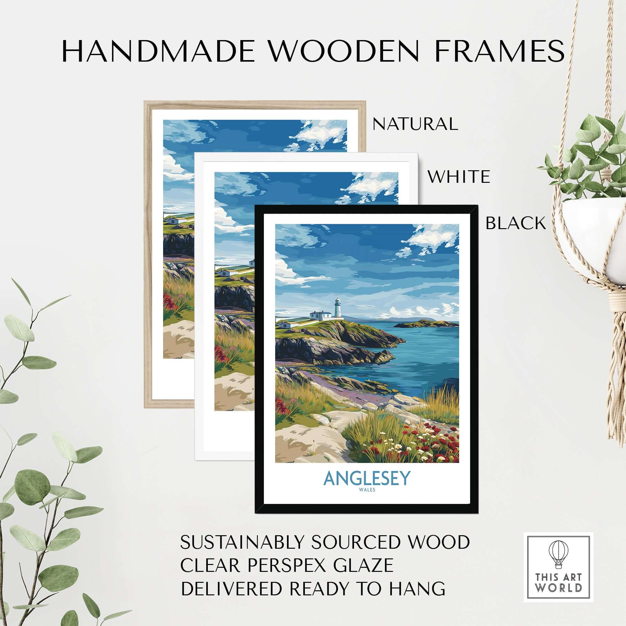 Anglesey Wales Seaside Blossom Print - Welsh Nature Travel Decor in handmade wooden frames