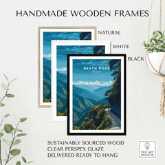 Death Road Yungas Adventure Scenic Print | Bolivian Travel Wall Decor in handmade wooden frames