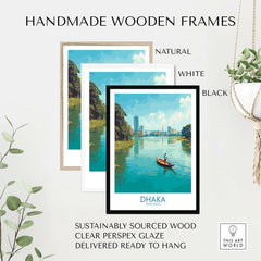 Dhaka Print Bangladesh Buriganga River Poster - Bangladeshi Cityscape Decor in handmade wooden frames