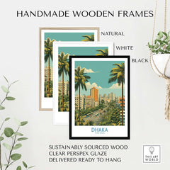 Dhaka Bangladesh Cityscape Wall Art - Urban Bangladesh Artwork in handmade wooden frames