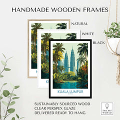 Kuala Lumpur Malaysia KLCC Park Wall Art - Malaysian Skyline Art Print in handmade wooden frames.