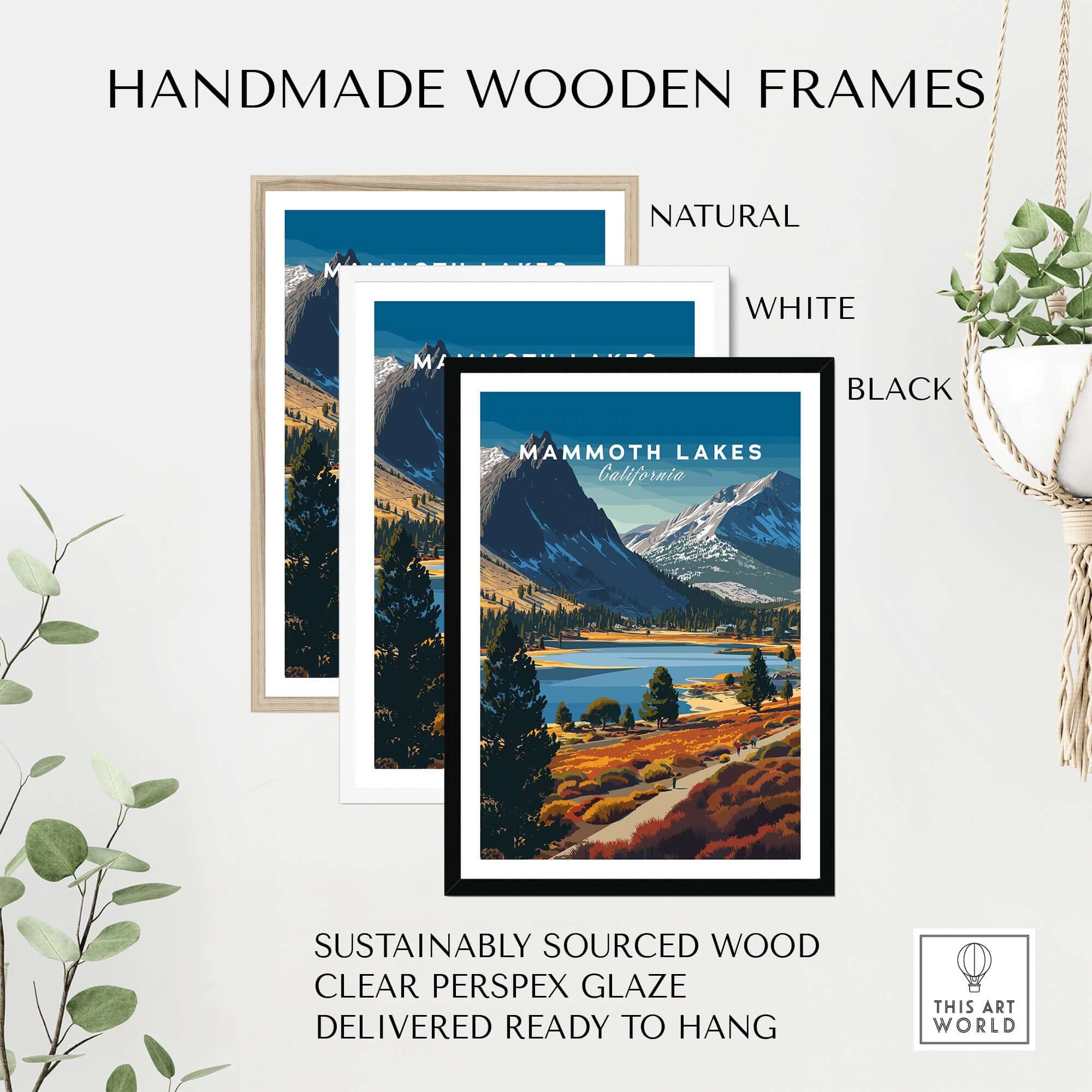 Mammoth Lakes California Mountain Trail Print - Sierra Nevada Landscape Poster in handmade wooden frames.