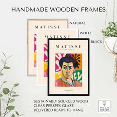 Matisse Art Prints - Abstract Portrait Poster with handmade wooden frames in natural, white, and black finishes.