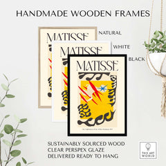 Matisse Nightmare of the White Elephant 1947 Abstract Art Print with handmade wooden frames in natural, white, and black.