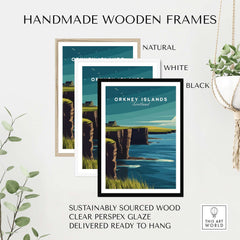 Orkney Islands Sea Cliffs Print - Dramatic Coastal Scotland Poster framed in handmade wooden frames available in natural, white, and black.