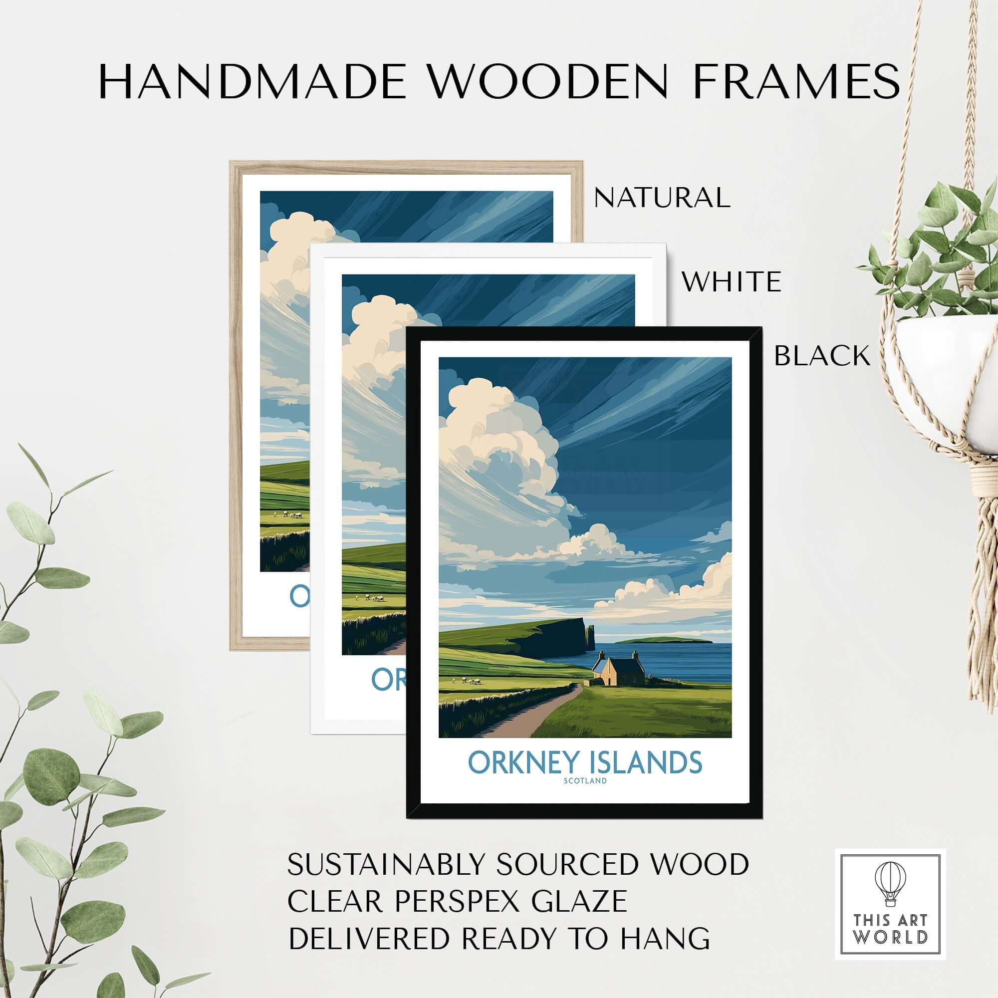 Orkney Islands Scottish Island Wall Art - Scotland Rugged Landscape Decor in handmade wooden frames.