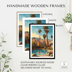 Palm Springs California Mid-Century Modern Home Poster - Desert City Wall Art in handmade wooden frames.