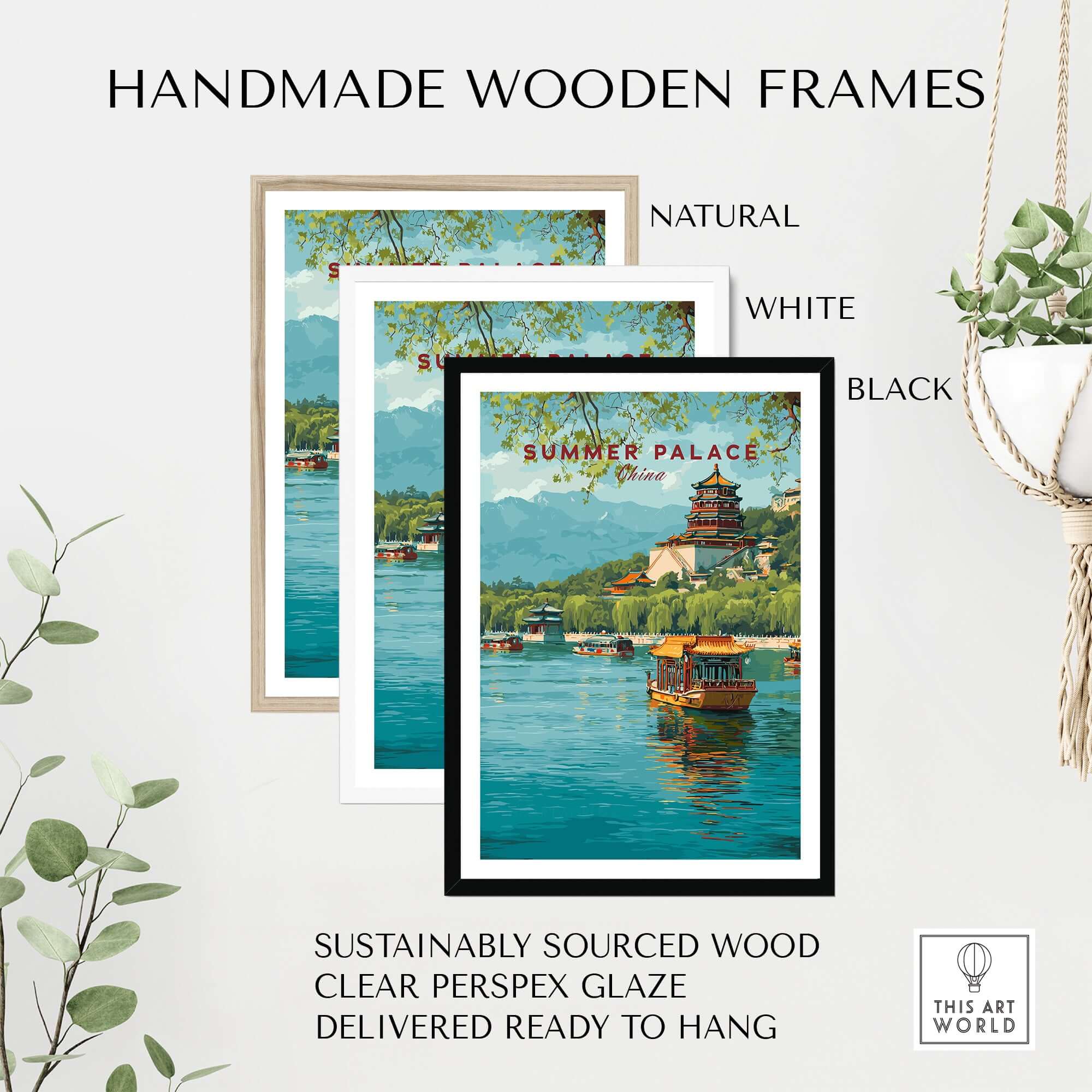 Summer Palace China Art Print - Beijing Royal Park Wall Decor framed in handmade wooden frames, natural, white, and black options.