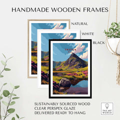 Tryfan Wales Mountain Landscape Print - Snowdonia Valley Wall Art in handmade wooden frames