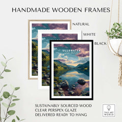 Ullswater Lake District Mountain View Reflection Print - Serene Lake Wall Art in handmade wooden frames.