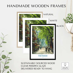 Vietnam Print - Traditional Asian Scene Wall Art in handmade frames, featuring sustainable wood and perspex glaze.