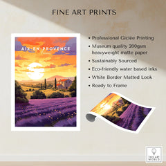 Aix-en-Provence Print fine art print specifications: giclee printing on 200gsm museum quality matte paper, ready to frame