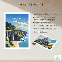 Big Sur Print fine art print specifications: giclee printing on 200gsm museum quality matte paper, ready to frame