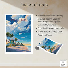 Cocoa Beach Lifeguard Tower Poster - Palm Tree Beach Wall Art fine art print specifications: giclee printing on 200gsm museum quality matte paper, ready to frame