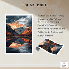 Glencoe Wall Art fine art print specifications: giclee printing on 200gsm museum quality matte paper, ready to frame