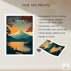 Hakone Japan Torii Gate Sunset Poster - Mount Fuji Lake Scene Print fine art print specifications: giclee printing on 200gsm museum quality matte paper, ready to frame