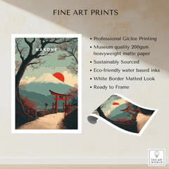 Hakone Japan Torii Gate Mount Fuji Print - Iconic Japanese Poster fine art print specifications: giclee printing on 200gsm museum quality matte paper, ready to frame