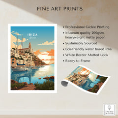 Ibiza Poster Print fine art print specifications: giclee printing on 200gsm museum quality matte paper, ready to frame