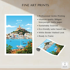 Ibiza Print fine art print specifications: giclee printing on 200gsm museum quality matte paper, ready to frame