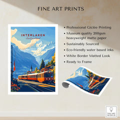 Interlaken Wall Art fine art print specifications: giclee printing on 200gsm museum quality matte paper, ready to frame