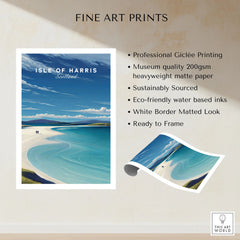 Isle of Harris Scotland Luskentyre Beach Print - White Sand Coastal Wall Art fine art print specifications: giclee printing on 200gsm museum quality matte paper, ready to frame