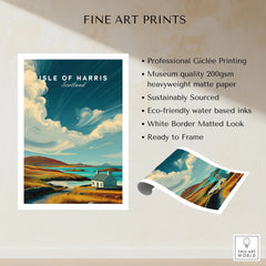 Isle of Harris Print Scotland Coastal Cottage Landscape - Rolling Hills Wall Art fine art print specifications: giclee printing on 200gsm museum quality matte paper, ready to frame