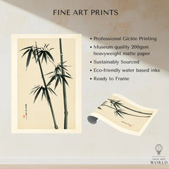 Bamboo Wall Art – Vintage Japanese Ink Print — fine art print unframed quality details