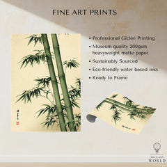 Bamboo Art Print – Green Japanese Botanical Wall Art — fine art print unframed quality details