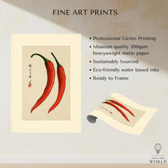 Chilli Pepper Wall Art – Minimalist Japanese Kitchen Print — fine art print unframed quality details