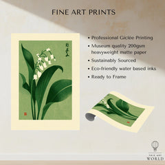 Lily of the Valley Art Print – Green Japanese Botanical Wall Art — fine art print unframed quality details