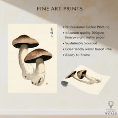 Mushroom Art Print – Vintage Japanese Botanical Wall Art — fine art print unframed quality details