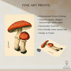 Fly Agaric Mushroom Art Print – Red Japanese Wall Art — fine art print unframed quality details