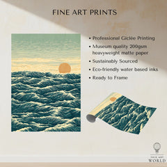 Japanese Ocean Art Print – Vintage Seascape Wall Art — fine art print unframed quality details