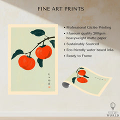 Persimmon Wall Art – Vintage Japanese Fruit Print — fine art print unframed quality details