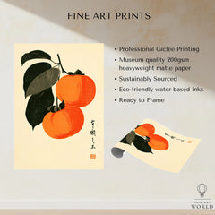 Japanese Persimmon Art Print – Vintage Fruit Wall Art — fine art print unframed quality details