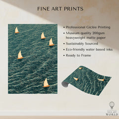 Sailing Boats Wall Art – Vintage Japanese Coastal Print — fine art print unframed quality details