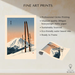Vintage Ski Poster – Mount Fuji Japanese Alpine Wall Art — fine art print unframed quality details
