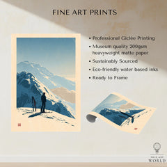 Ski Touring Art Print – Vintage Alpine Poster Wall Art — fine art print unframed quality details