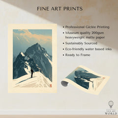 Ski Mountaineering Print – Vintage Alpine Summit Wall Art — fine art print unframed quality details