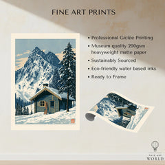 Ski Hut Poster – Vintage Alpine Cabin Wall Art — fine art print unframed quality details