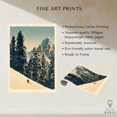 Ski Run Art Print – Vintage Alpine Forest Wall Art — fine art print unframed quality details