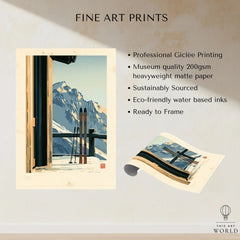 Chalet Ski Poster – Vintage Alpine Balcony Wall Art — fine art print unframed quality details