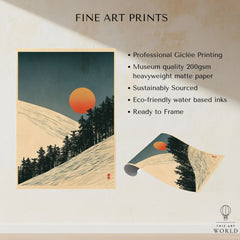 Ski Slope Art Print – Vintage Winter Sunset Wall Art — fine art print unframed quality details